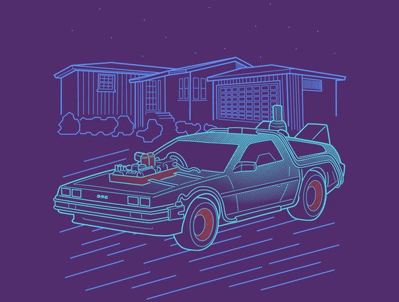 Neon Line-Art De Lorean