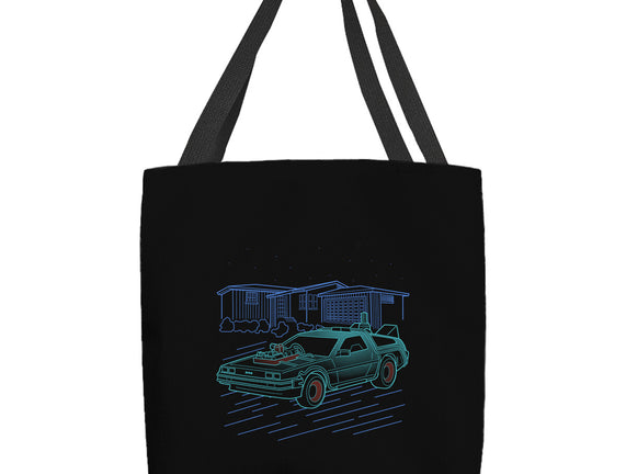 Neon Line-Art De Lorean