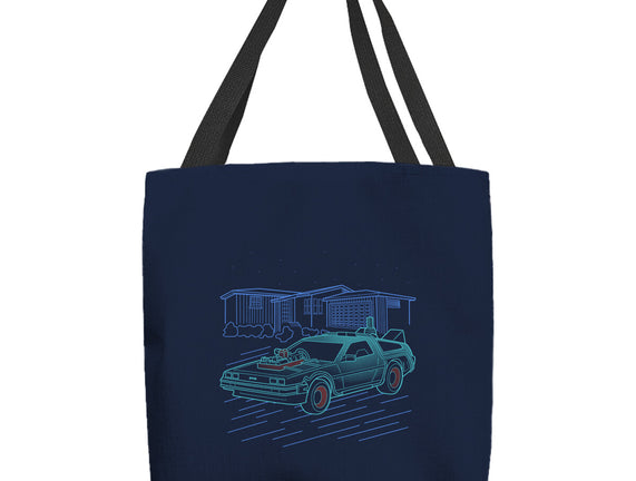 Neon Line-Art De Lorean