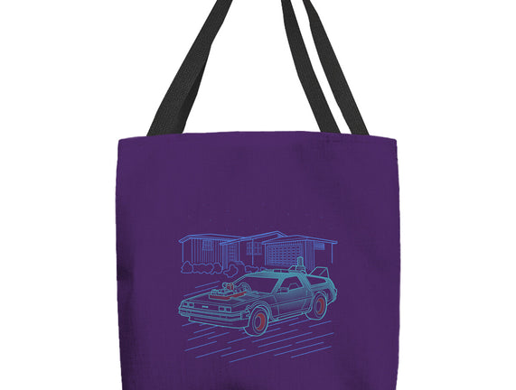Neon Line-Art De Lorean
