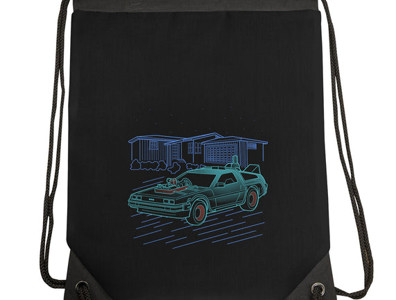 Neon Line-Art De Lorean