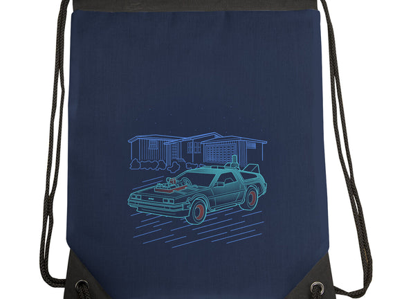 Neon Line-Art De Lorean