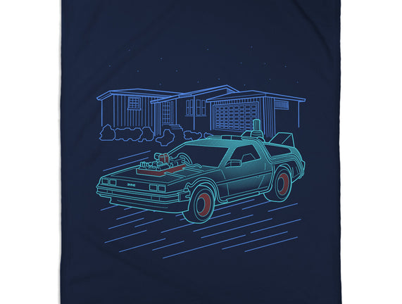 Neon Line-Art De Lorean