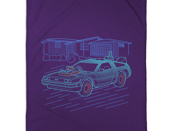 Neon Line-Art De Lorean