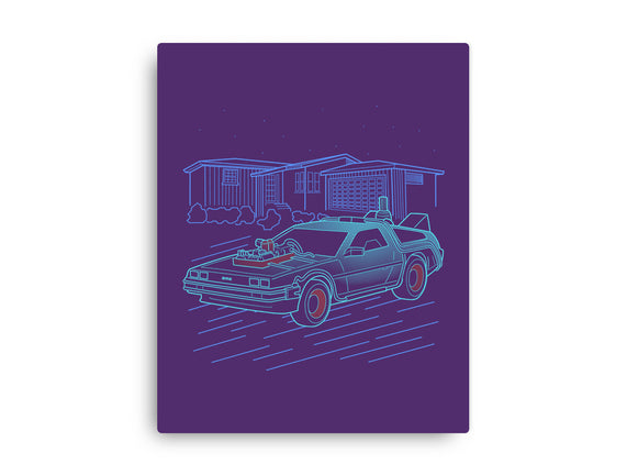 Neon Line-Art De Lorean