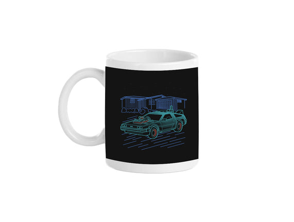Neon Line-Art De Lorean