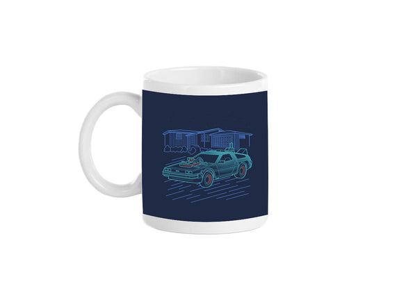 Neon Line-Art De Lorean