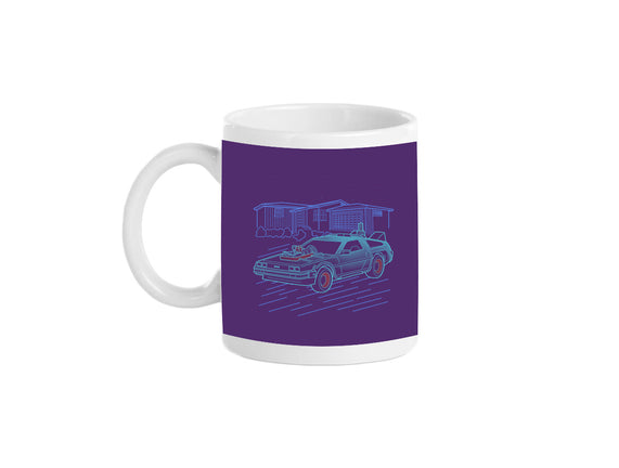 Neon Line-Art De Lorean