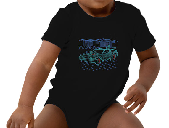 Neon Line-Art De Lorean
