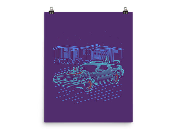 Neon Line-Art De Lorean