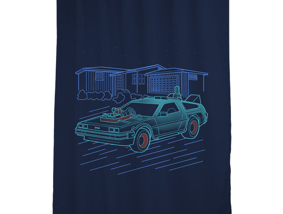 Neon Line-Art De Lorean