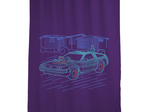 Neon Line-Art De Lorean