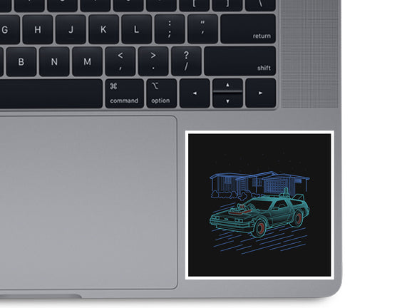 Neon Line-Art De Lorean