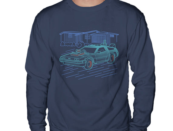 Neon Line-Art De Lorean