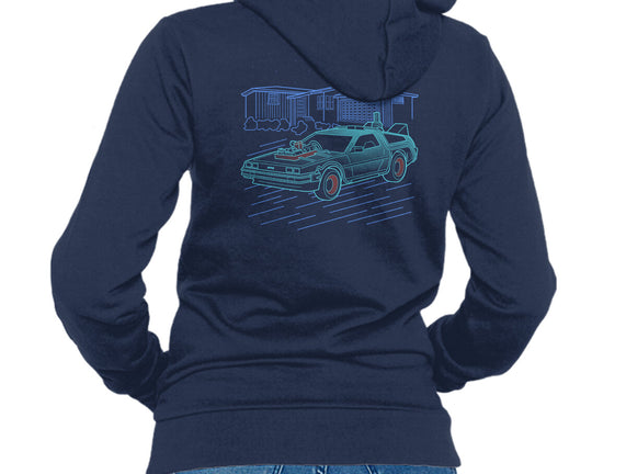 Neon Line-Art De Lorean