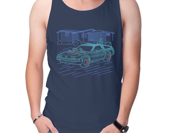 Neon Line-Art De Lorean