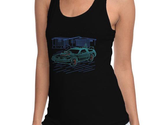 Neon Line-Art De Lorean
