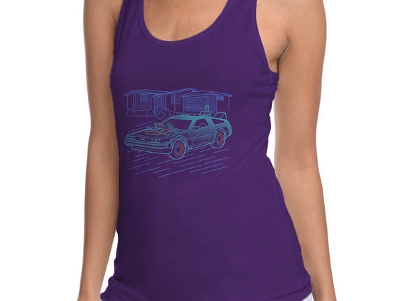 Neon Line-Art De Lorean