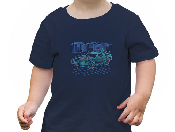 Neon Line-Art De Lorean