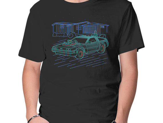 Neon Line-Art De Lorean