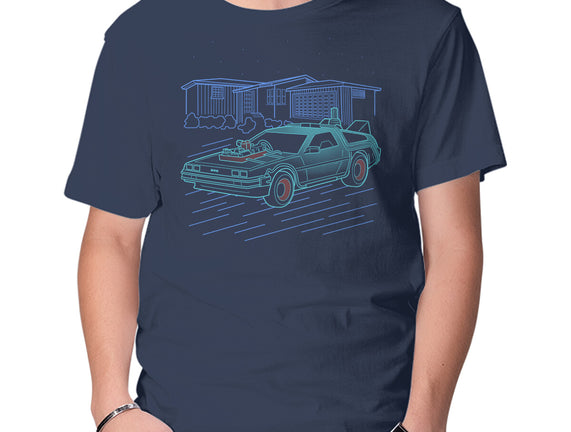 Neon Line-Art De Lorean
