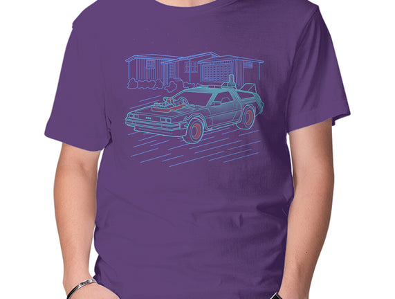 Neon Line-Art De Lorean
