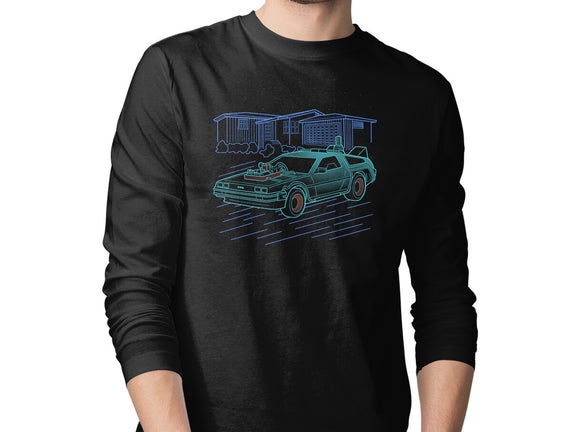 Neon Line-Art De Lorean