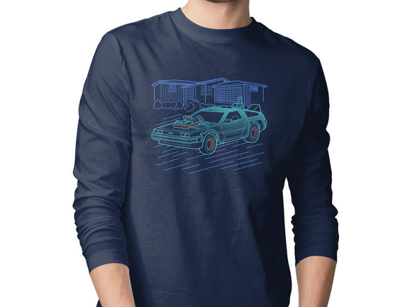 Neon Line-Art De Lorean