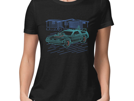 Neon Line-Art De Lorean
