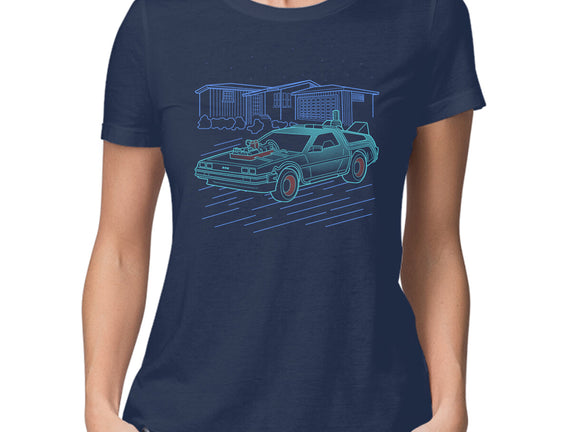 Neon Line-Art De Lorean