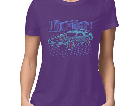 Neon Line-Art De Lorean