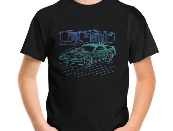 Neon Line-Art De Lorean