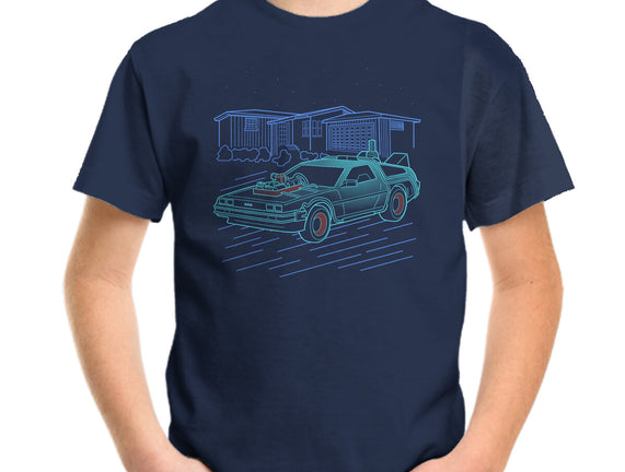 Neon Line-Art De Lorean