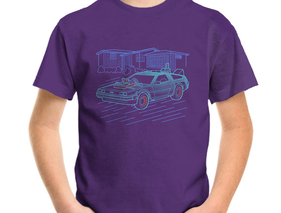 Neon Line-Art De Lorean