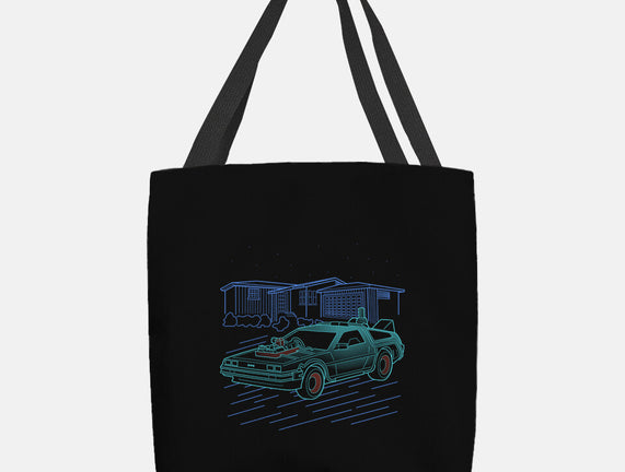 Neon Line-Art De Lorean