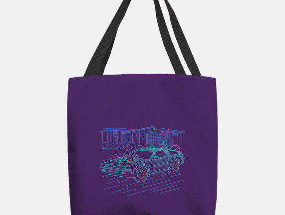 Neon Line-Art De Lorean