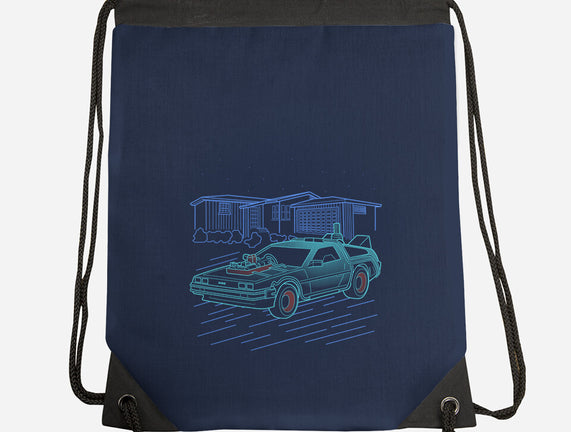 Neon Line-Art De Lorean