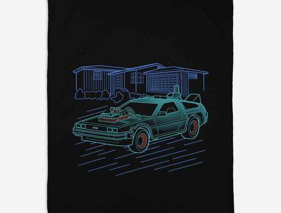 Neon Line-Art De Lorean