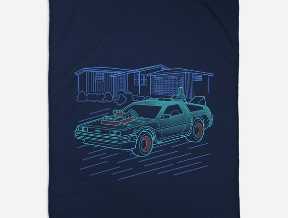 Neon Line-Art De Lorean
