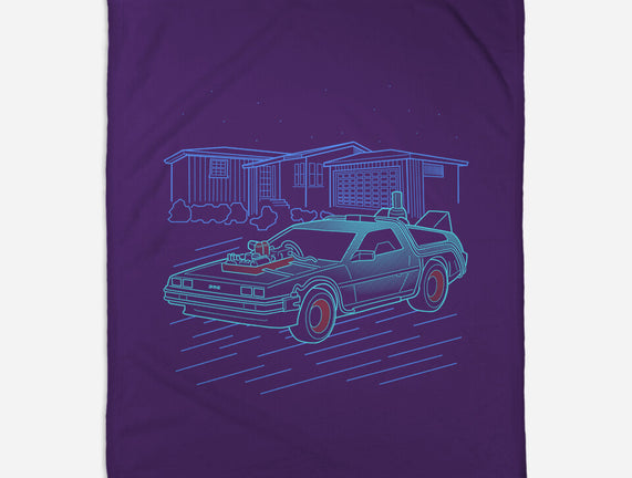 Neon Line-Art De Lorean