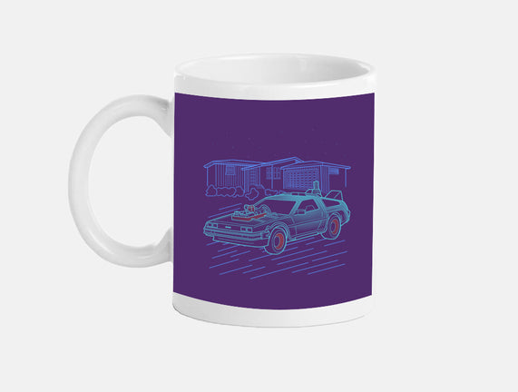 Neon Line-Art De Lorean