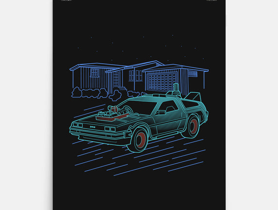 Neon Line-Art De Lorean