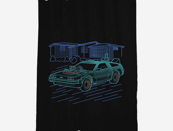Neon Line-Art De Lorean