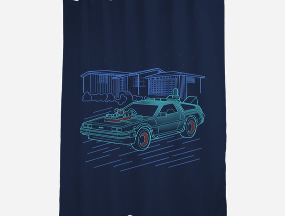 Neon Line-Art De Lorean