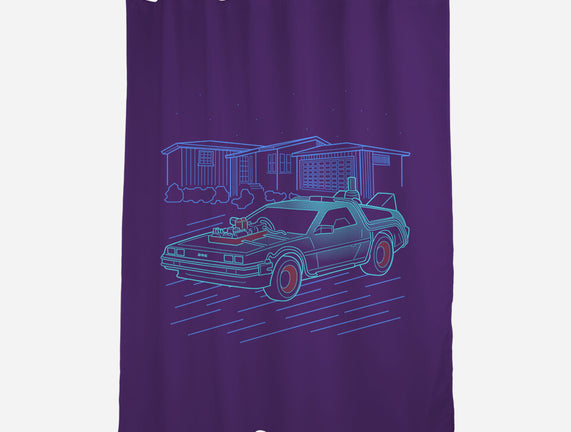 Neon Line-Art De Lorean