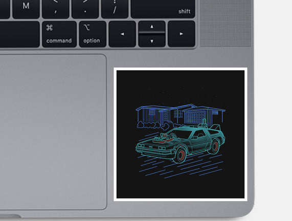 Neon Line-Art De Lorean