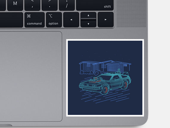 Neon Line-Art De Lorean