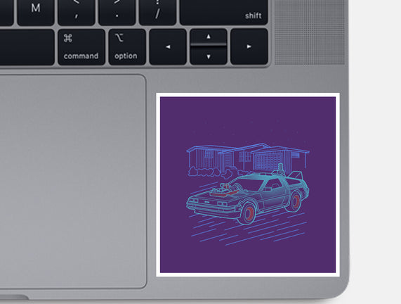 Neon Line-Art De Lorean