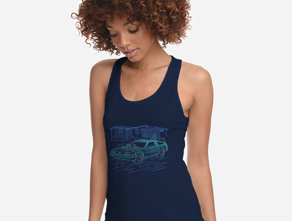 Neon Line-Art De Lorean