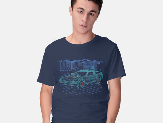 Neon Line-Art De Lorean